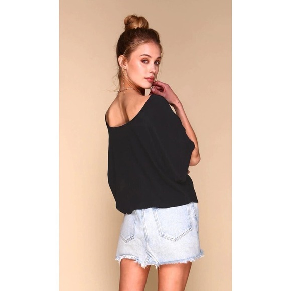 Merritt Charles XS Colt Blouse Black Boxy Silk Faux Pocket Front Off-Duty Style - Picture 3 of 9